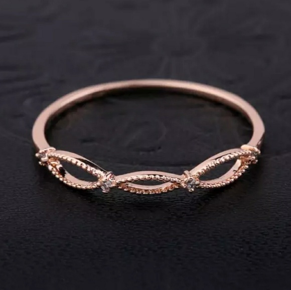 NEW Rose Gold Delicate Geometric Stackable Ring - Picture 2 of 6
